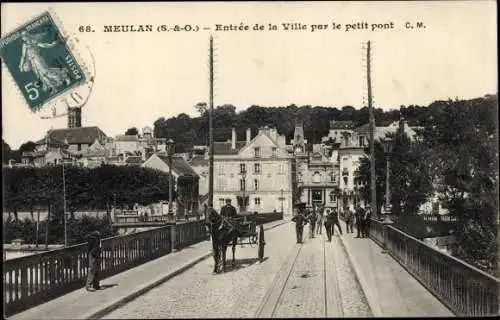 Ak Meulan en Yvelines, Entree de la Ville par le petit pont