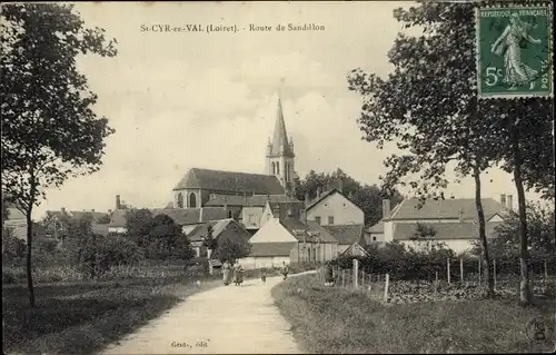 Ak Saint Cyr en Val Loiret, Route de Sandillon, l'Église