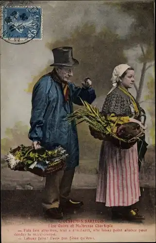 Ak Costumes Sartrois, Mann und Frau in französischen Trachten