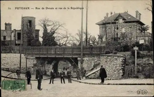 Ak Puteaux Hauts de Seine, Rue de Denain et rue de la République