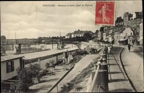 Ak Pontoise Val d'Oise, Bateaux Lavoirs, Quai du Pothuis