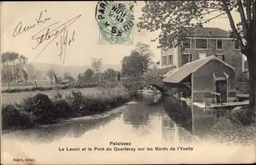 Ak Palaiseau Essonne, Le Lavoir et le Pont du Quarteray sur les Bords de l'Yvette