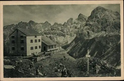 Ak Allgäuer Berge, Kemptner Hütte, Krottenspitze, Muttlerkopf
