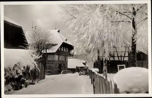 Ak Freudenstadt im Nordschwarzwald, Gaststätte, Pensiion Adrionshof Oedenwald, Winter