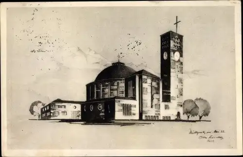 Künstler Ak Linder, O., Bludenz Vorarlberg, Heilig Kreuzkirche, Grundsteinlegung 1932