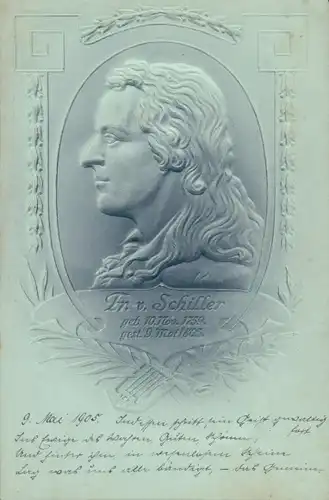 Relief Ak Porträt Friedrich von Schiller