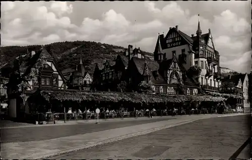 Ak Assmannshausen Rüdesheim am Rhein, Hotel Krone, Außenansicht