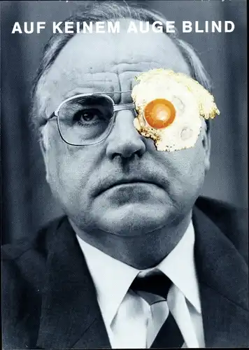 Künstler Ak Klaus Staeck, Auf keinem Auge blind, Helmut Kohl, Ei