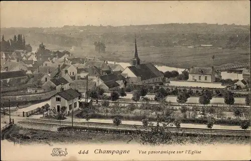 Ak Champagne sur Seine Seine et Marne, Vue panoramique sur l'Église