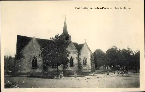 Ak Saint Germain des Prés Loiret, Place de l'Église