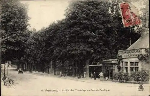 Ak Puteaux Hauts de Seine, Station des Tramways du Bois de Boulogne