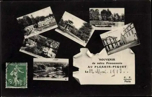 Ak Les Plessis Robinson Hauts de Seine, Kirche, Pavillon, Seeblick, Luftbild