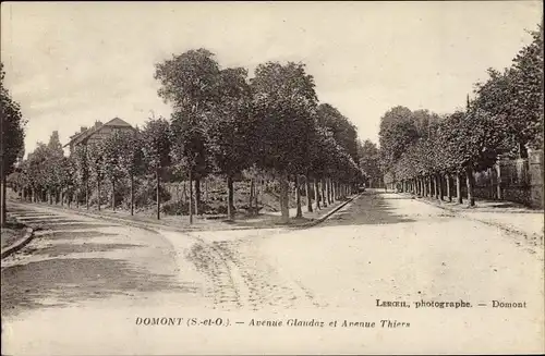 Ak Domont Val d'Oise, Avenue Glaudaz et Avenue Thiers