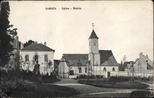 Ak Garges lès Gonesse Val d’Oise, Kirche und Rathaus