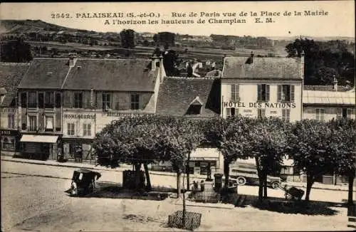 Ak Palaiseau Essonne, Rue de Paris vue de la Place de la Mairie, Hotel des Nations