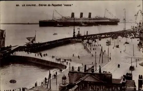 Ak Le Havre Seine Maritime, Entrée du Paquebot Paris