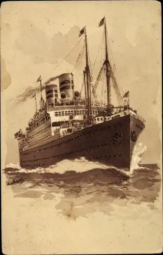 Künstler Ak Dampfschiff Cleveland, United American Lines, Harriman Line