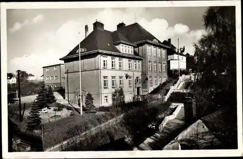 Ak Crimmitschau in Sachsen, August Bürde Straße, Aufgang an der Gewerbeschule