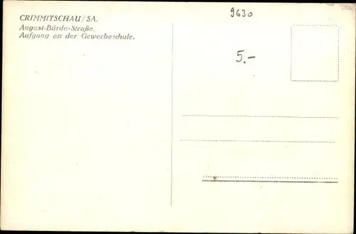 Ak Crimmitschau in Sachsen, August Bürde Straße, Aufgang an der Gewerbeschule
