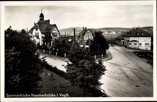 Ak Hammerbrücke Muldenhammer im Vogtland, Ortspartie mit Gasthof