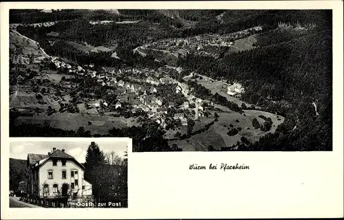 Ak Würm Pforzheim im Schwarzwald, Gasthaus zur Post, Panorama vom Ort