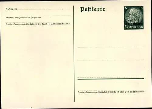 Ganzsachen Ak Deutsches Reich, Hindenburg, Lothringen