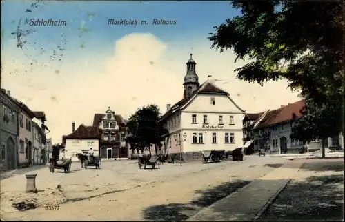 Ak Schlotheim in Thüringen, Marktplatz, Rathaus