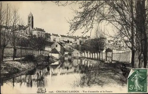 Ak Chateau Landon Seine et Marne, Vue d'ensemble et le Fusain