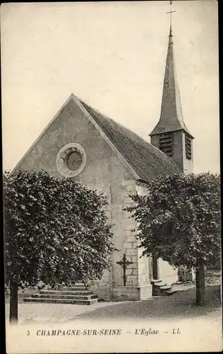 Ak Champagne sur Seine Seine et Marne, Kirche
