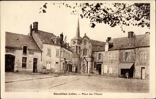 Ak Sandillon Loiret, Place de Tilleuls