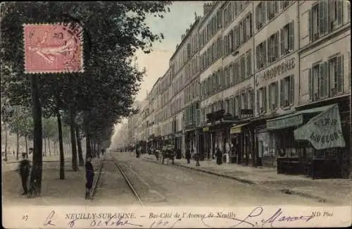 Ak Neuilly sur Seine Hauts de Seine, Bas Côté de l'Avenue de Neuilly