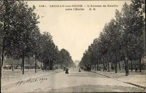 Ak Neuilly sur Seine Hauts de Seine, L'Avenue de Neuilly vers l'Étoile