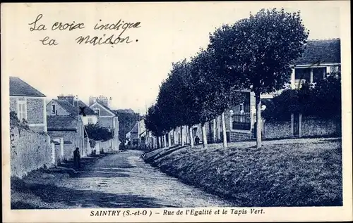 Ak Saintry Essonne, Rue de l'Egalite et le Tapis Vert