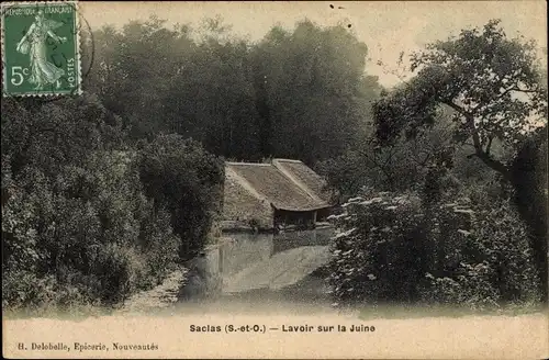 Ak Saclas Essonne, Lavoir sur la Juine