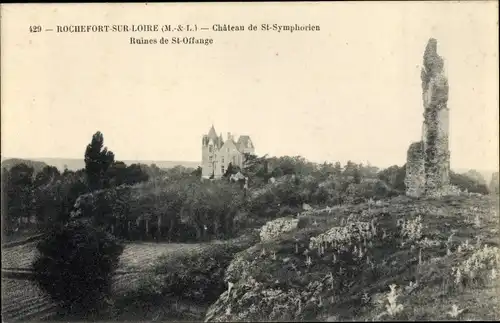 Ak Rochefort sur Loire Maine et Loire, Château de St Symphorien, Ruines de St Offange