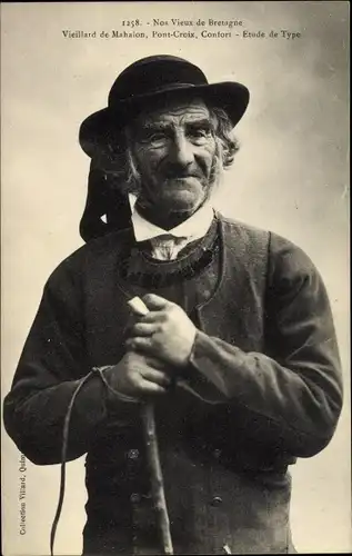 Ak Nos Vieux de Bretagne, Etude de Type, Älterer Mann in Tracht