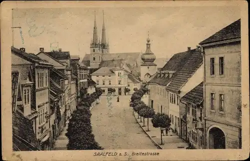 Ak Saalfeld an der Saale Thüringen, Breitestraße, Kirche