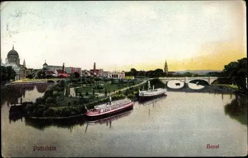 Litho Potsdam in Brandenburg, Havelpartie, Salondampfer