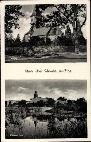 Ak Klietz in Sachsen Anhalt, Kirche, See