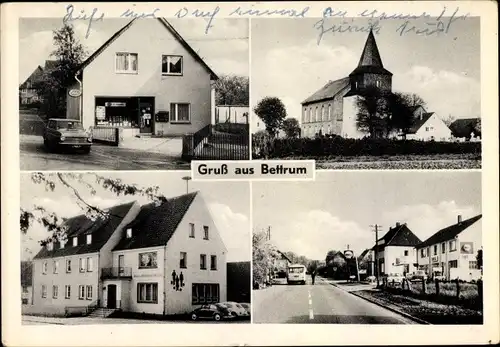 Ak Bettrum Söhlde in Niedersachsen,Kirche, Lebensmittelhandlung