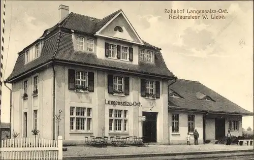 Ak Bad Langensalza in Thüringen, Bahnhof Ost, Gasthaus