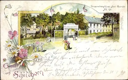 Litho Berlin Wilmersdorf Grunewald Schildhorn, Wirtshaus von R. Schmidt