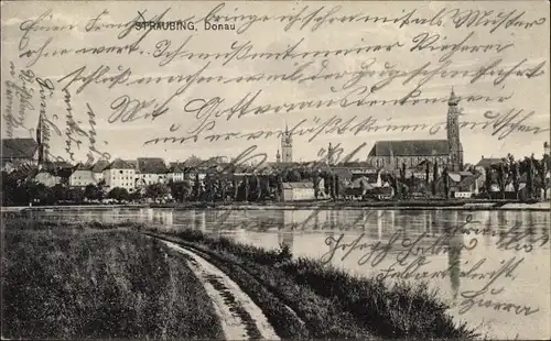 Ak Straubing an der Donau Niederbayern, Blick auf den Ort, Kirche