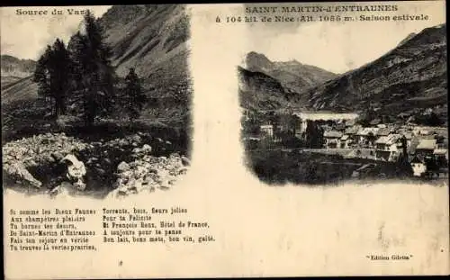 Ak Saint Martin d'Entraunes Alpes Maritimes, Blick auf den Ort, Source du Var