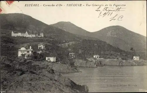 Ak Esterel Theoule Alpes Maritimes, Vue générale de la Figarette, Corniche d'Or