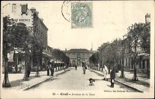 Ak Creil Oise, Avenue de la Gare