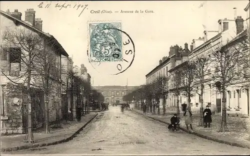 Ak Creil Oise, Avenue de la Gare