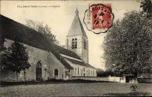 Ak Villemoutiers Loiret, Kirche