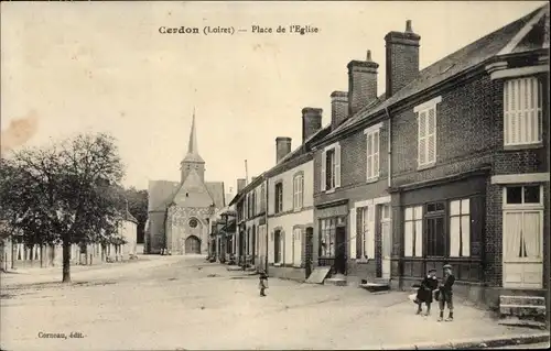 Ak Cerdon Loiret, Place de l'Église