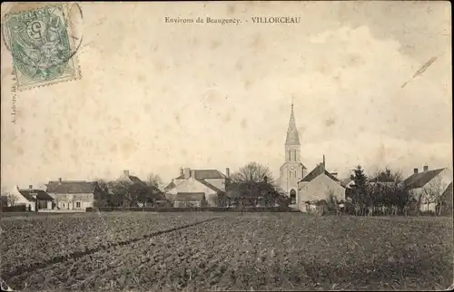 Ak Villorceau Loiret, Teilansicht, Kirche